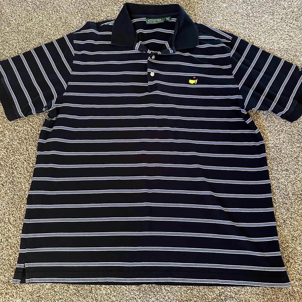 Masters Polo Shirt Adult XXL Blue Masters Augusta Golfer Striped Golf Mens